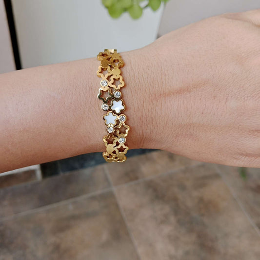 Floral Glow Bracelet – golden bracelet with floral cutwork