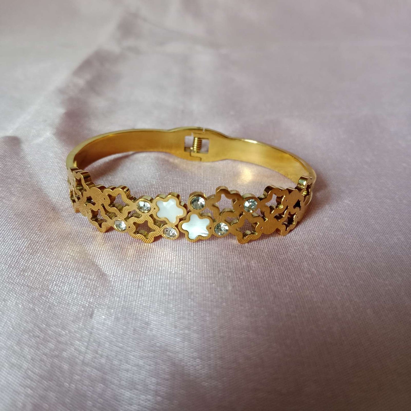 Floral Glow Bracelet – delicate enamel detailing closeup