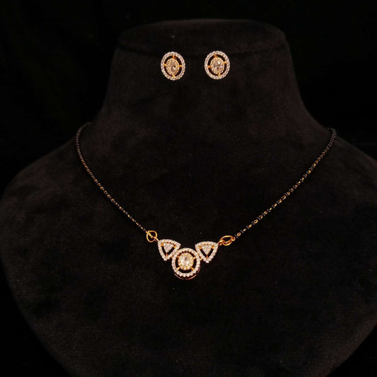 Geometric Motif AD Mangalsutra Set – matching earrings and pendant