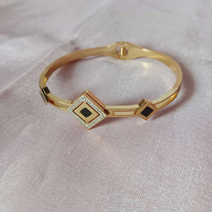 Geometric Black Enamel Bracelet – stylish everyday bracelet