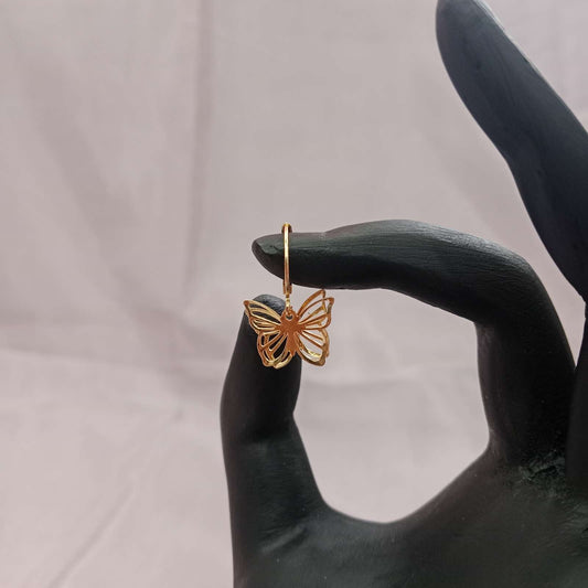 Golden Butterfly Cutout Earrings – gold finish hoop style