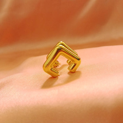 Golden Chunky Curve Stud Earrings