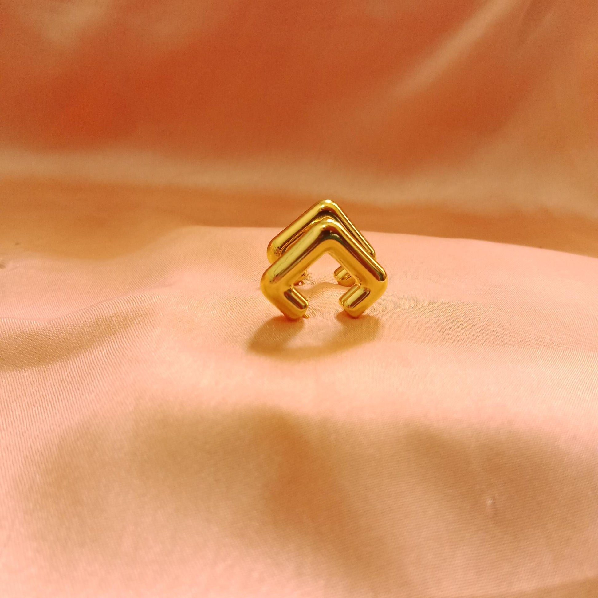 Golden Chunky Curve Stud Earrings