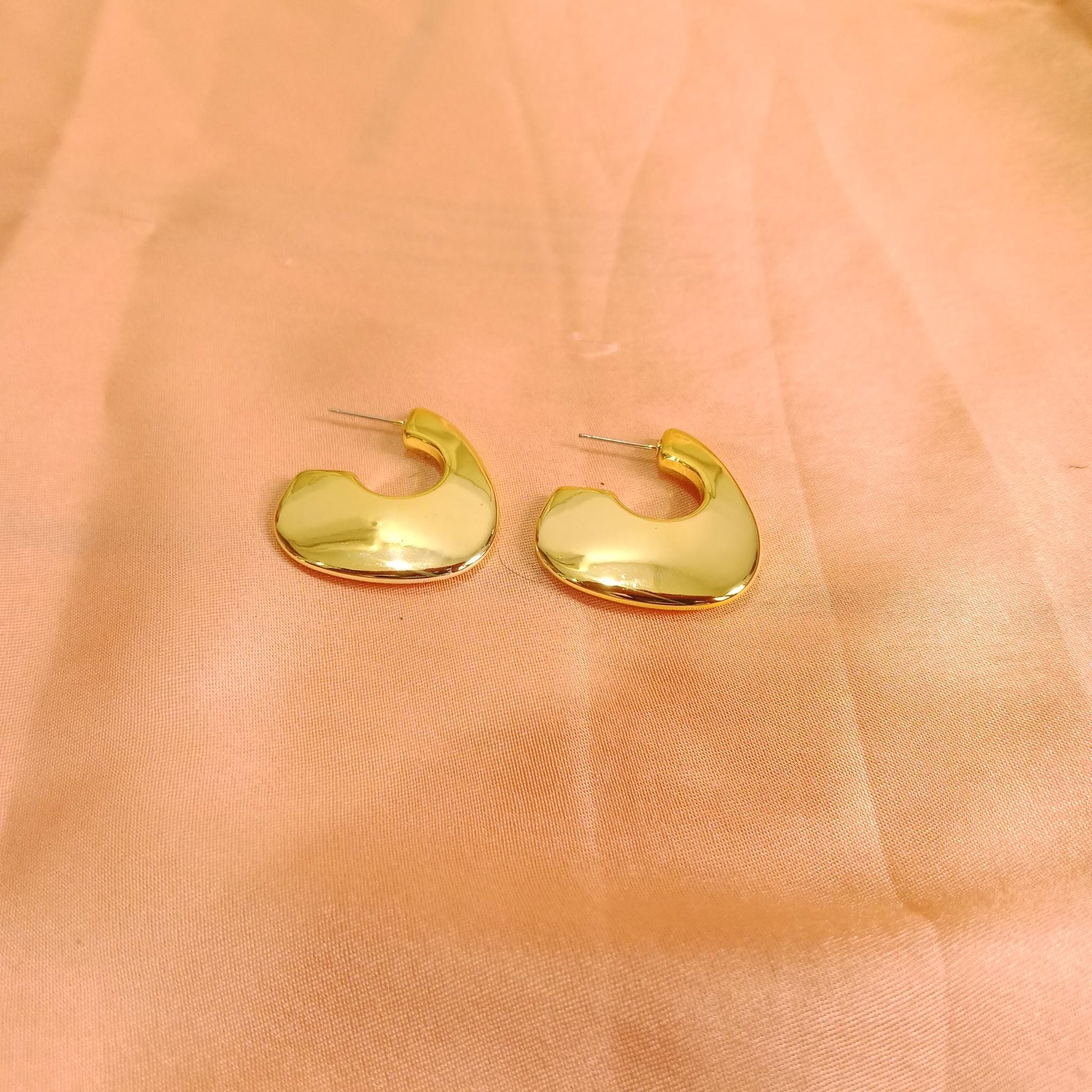 Golden Irregular Hoop Earrings