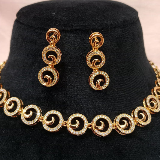 Blingso Golden Swirl Necklace & Earring Set – View 4