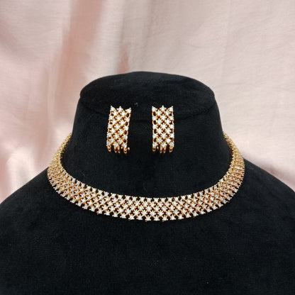 Blingso Grid Choker Necklace & Earring Set – Main View