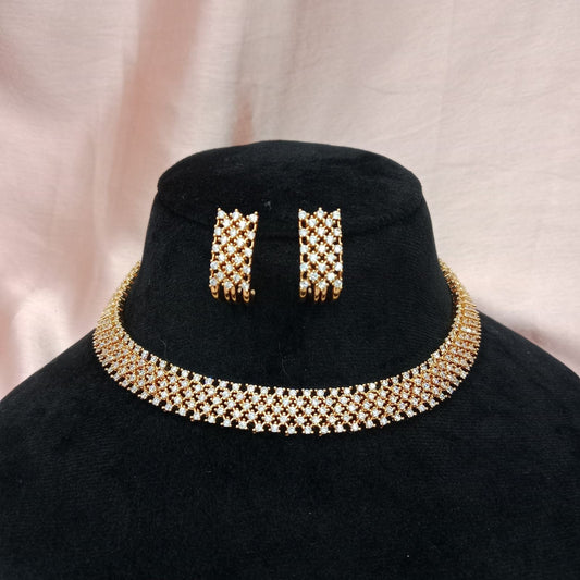 Blingso Grid Choker Necklace & Earring Set – Main View
