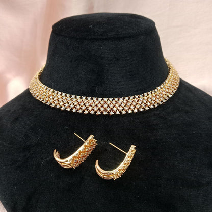 Blingso Grid Choker Necklace & Earring Set – View 3