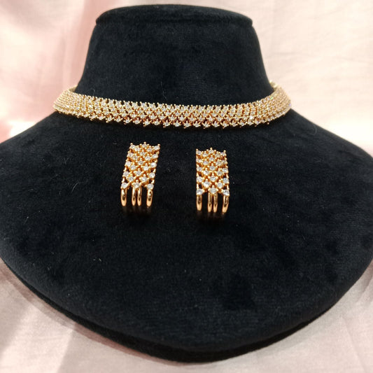 Blingso Grid Choker Necklace & Earring Set – View 4