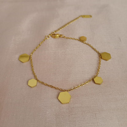 Hexagon Plate Golden Chain Bracelet bracelet by Blingso