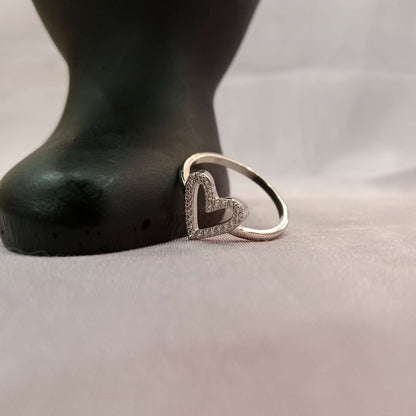 Blingso Hollow Heart Silver Ring – View 3