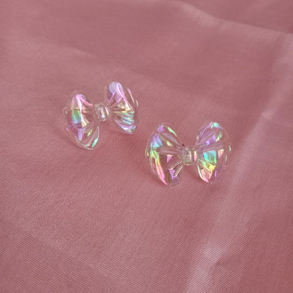Iridescent Bow Stud Earrings