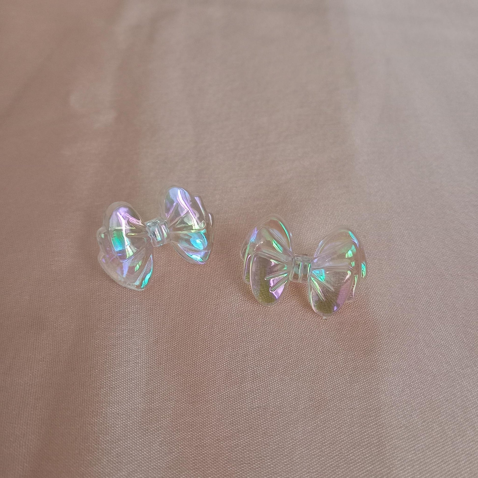 Iridescent Bow Stud Earrings