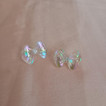 Iridescent Bow Stud Earrings