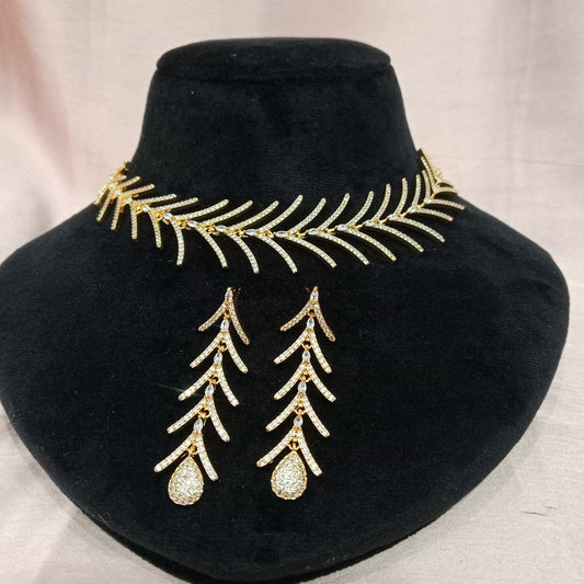 Blingso Leaf Branch Necklace & Earring Set – View 2
