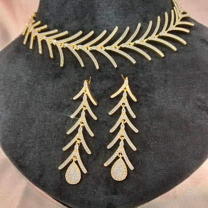Blingso Leaf Branch Necklace & Earring Set – View 3