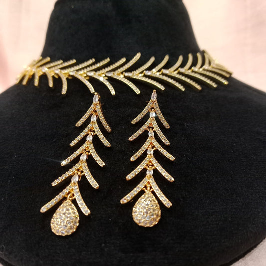 Blingso Leaf Branch Necklace & Earring Set – View 4