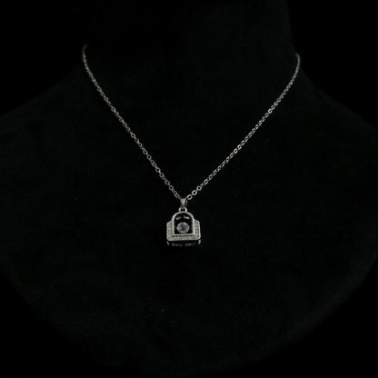 Lock Crystal Silver Pendant Neckpiece view 2