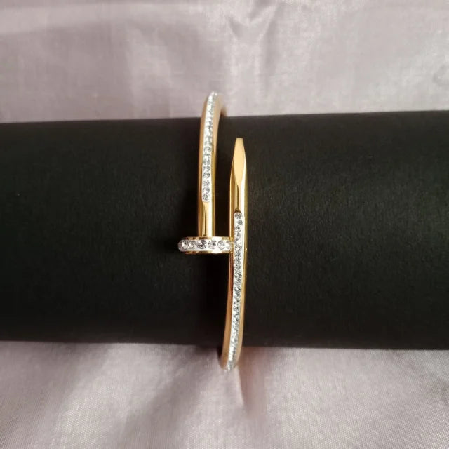 Blingso Modern Nail Style Diamond Bracelet – View 2