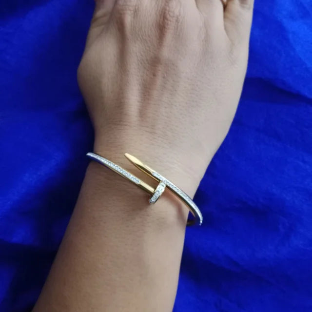 Blingso Modern Nail Style Diamond Bracelet – View 4