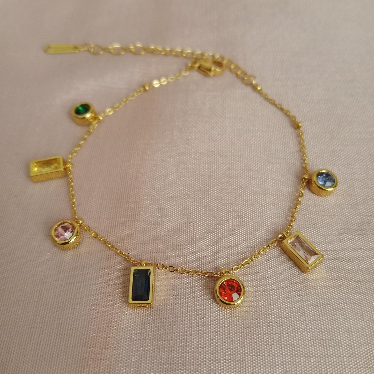 Multicolor Stone Charm Chain Bracelet bracelet by Blingso