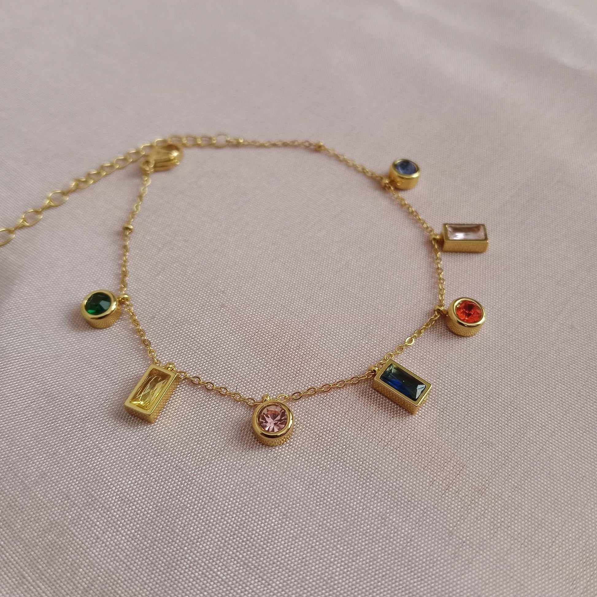 Multicolor Stone Charm Chain Bracelet bracelet by Blingso