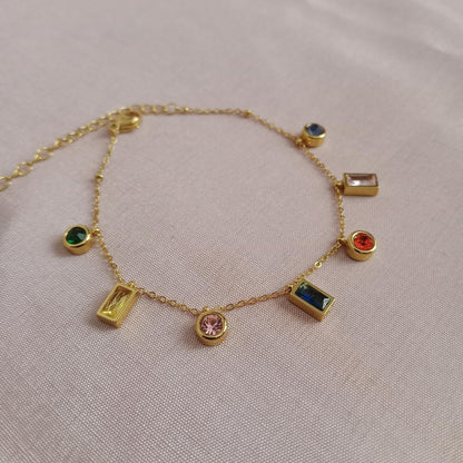 Multicolor Stone Charm Chain Bracelet bracelet by Blingso