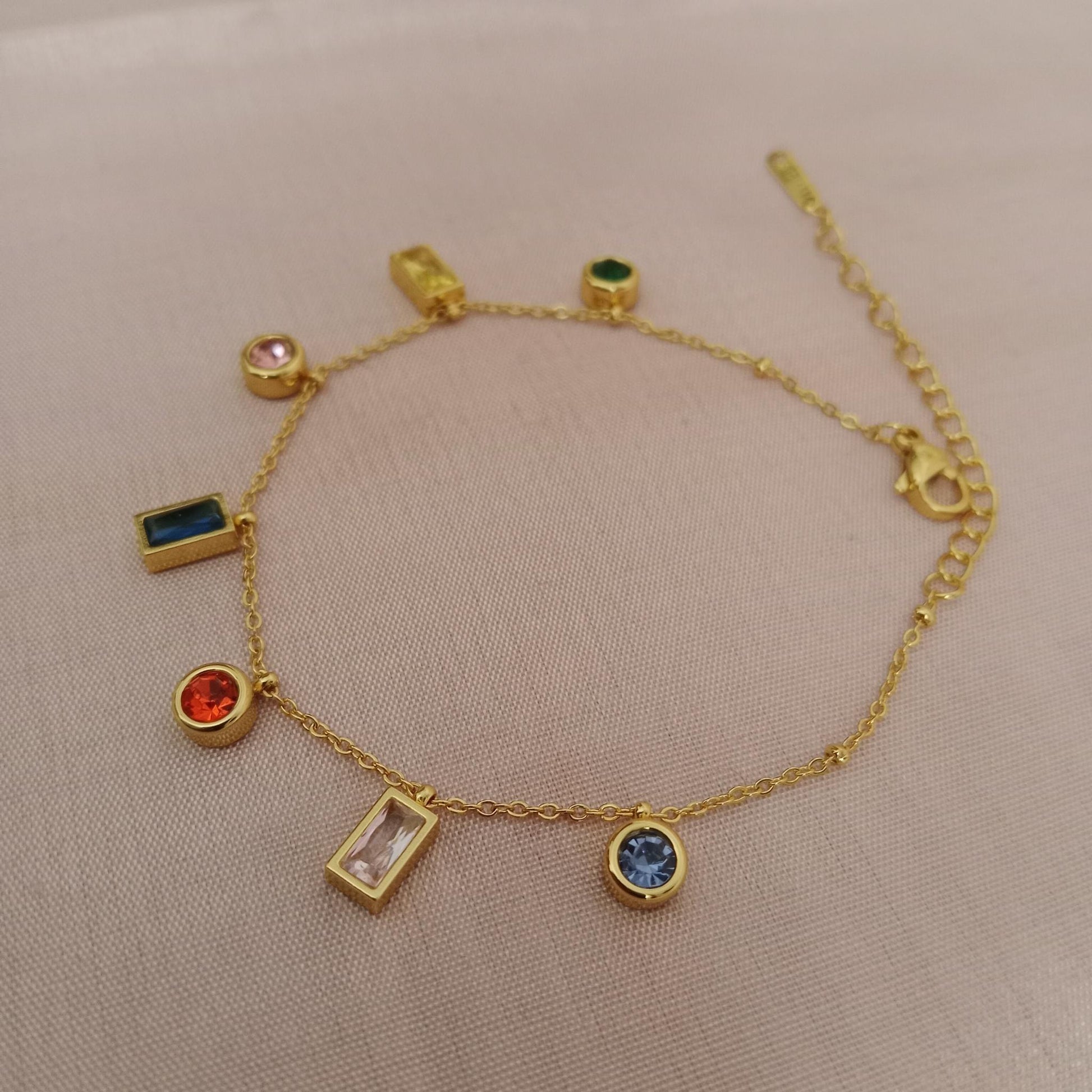 Multicolor Stone Charm Chain Bracelet bracelet by Blingso
