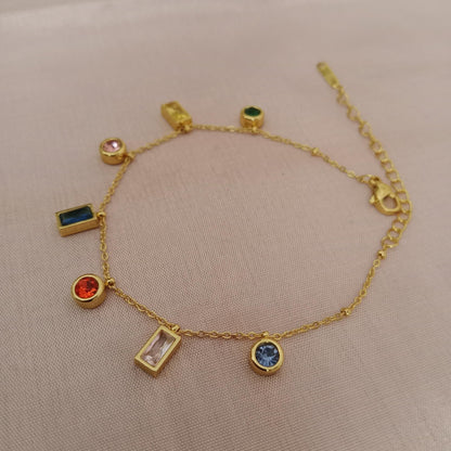 Multicolor Stone Charm Chain Bracelet bracelet by Blingso