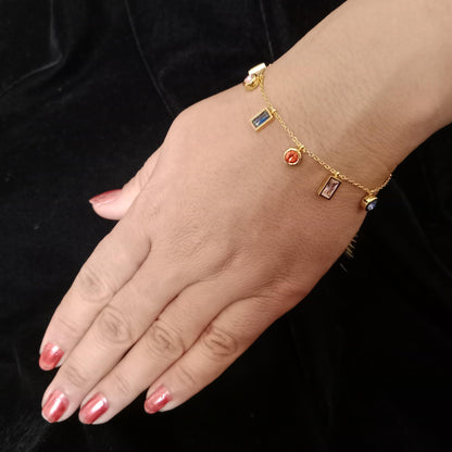 Multicolor Stone Charm Chain Bracelet bracelet by Blingso