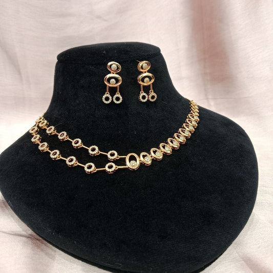 Blingso Oval Motif Necklace & Earring Set – Main View
