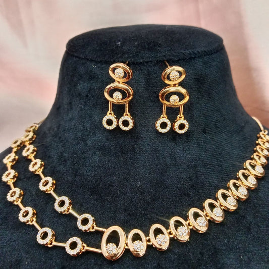 Blingso Oval Motif Necklace & Earring Set – View 3