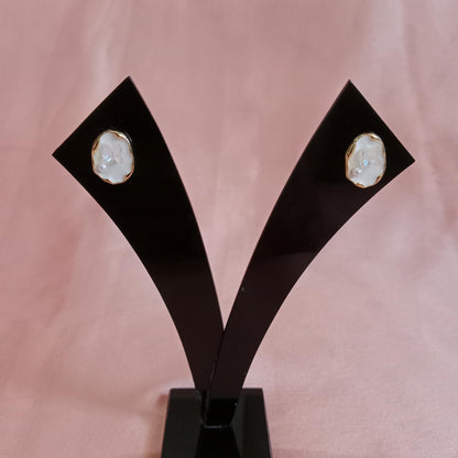 Oval Pearl Butterfly Earrings