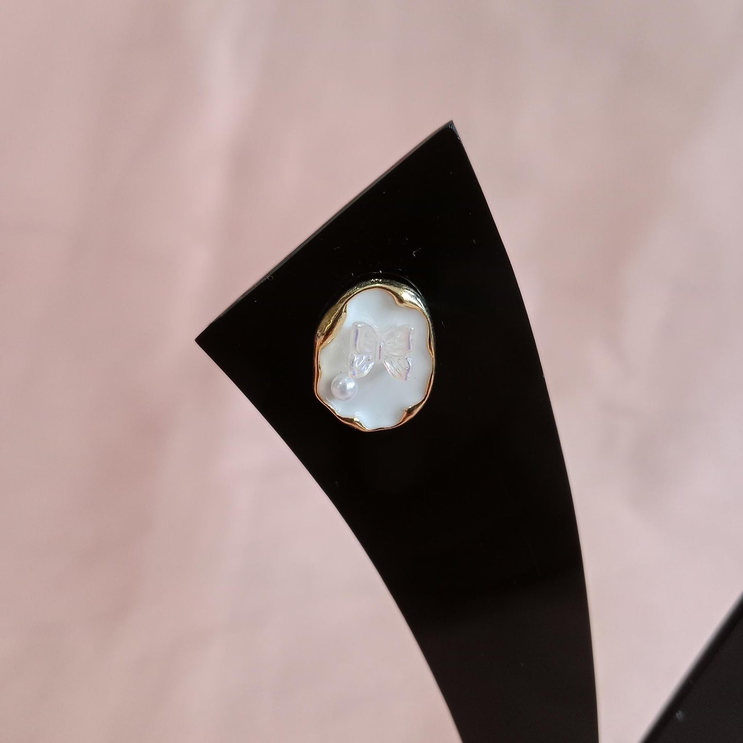 Oval Pearl Butterfly Earrings