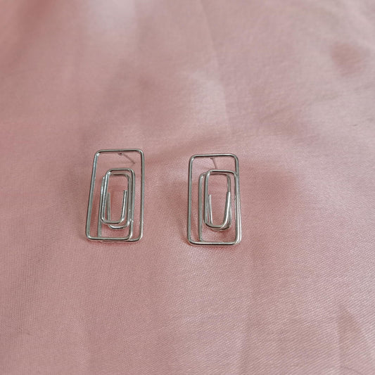 Paperclip Rectangular Earrings