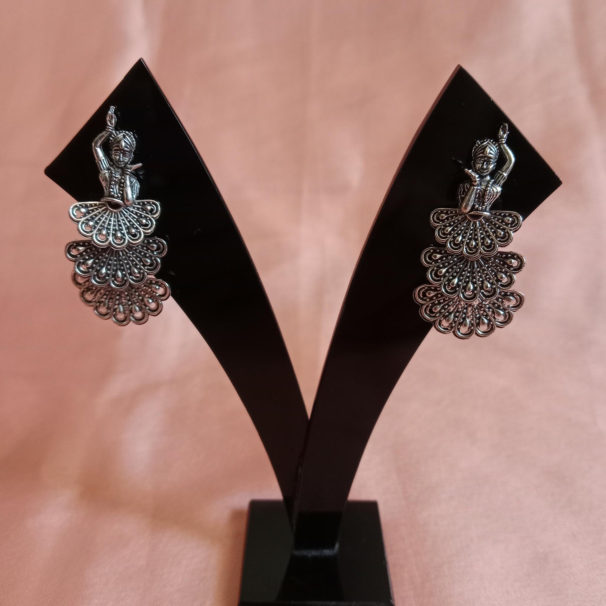 Peacock Dancer Oxidized Earrings