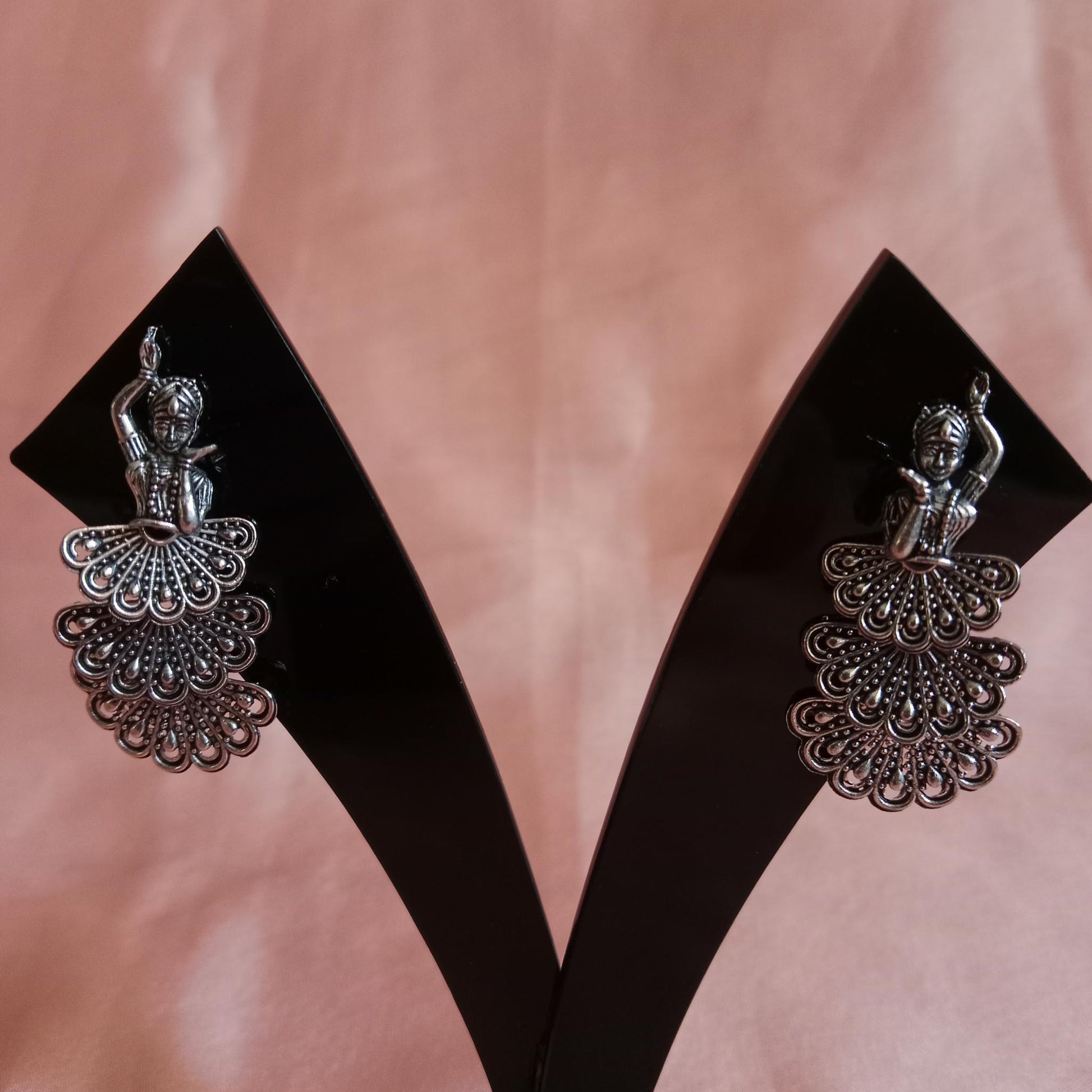 Peacock Dancer Oxidized Earrings