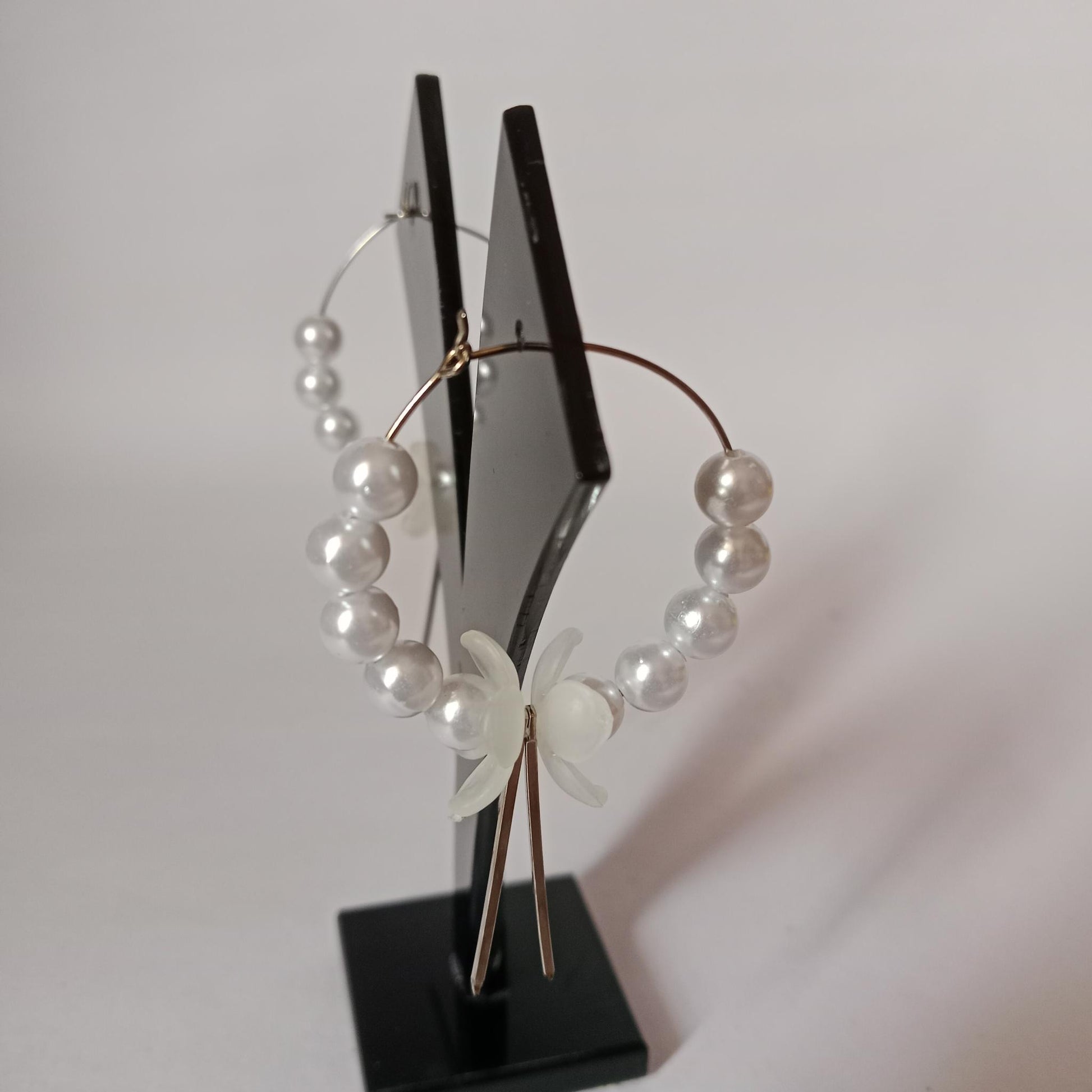 Pearl Floral Hoop Earrings
