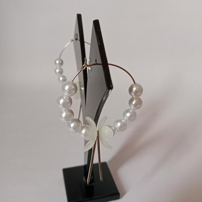 Pearl Floral Hoop Earrings