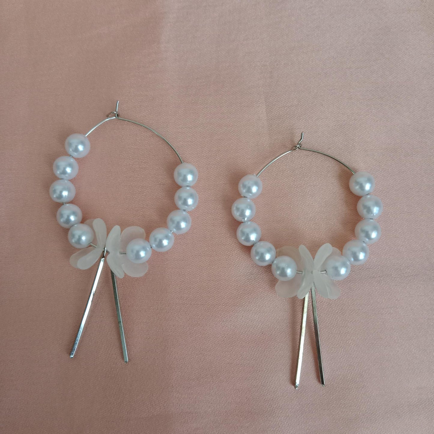 Pearl Floral Hoop Earrings