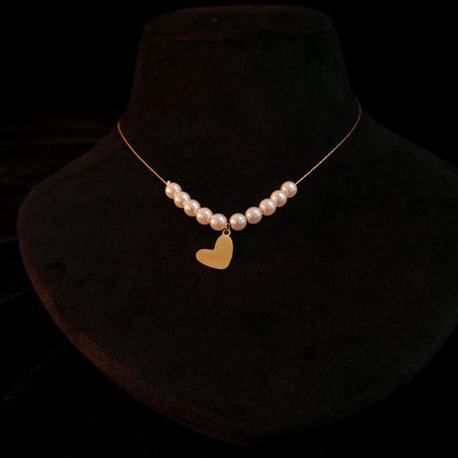 Pearl Heart Golden Pendant Neckpiece view 4