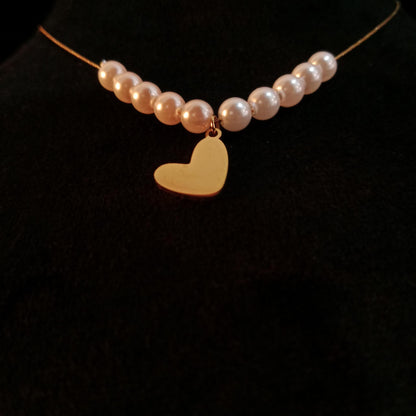 Pearl Heart Golden Pendant Neckpiece view 3