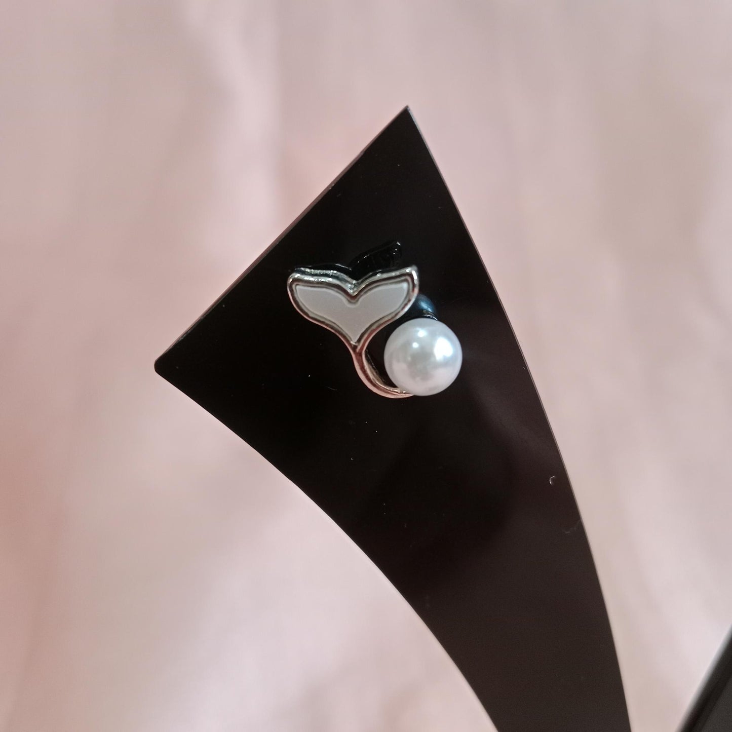 Pearl Whale Tail Stud Earrings
