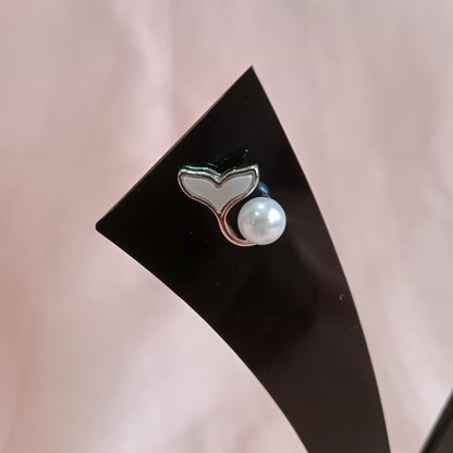 Pearl Whale Tail Stud Earrings