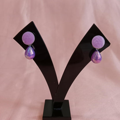Purple Glossy Teardrop Earrings