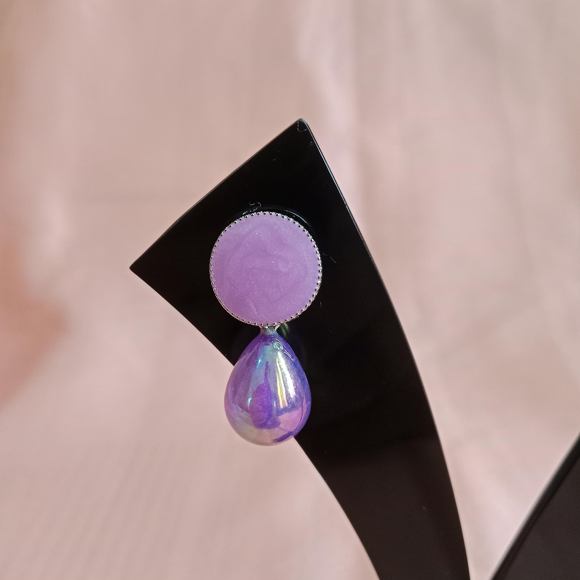 Purple Glossy Teardrop Earrings