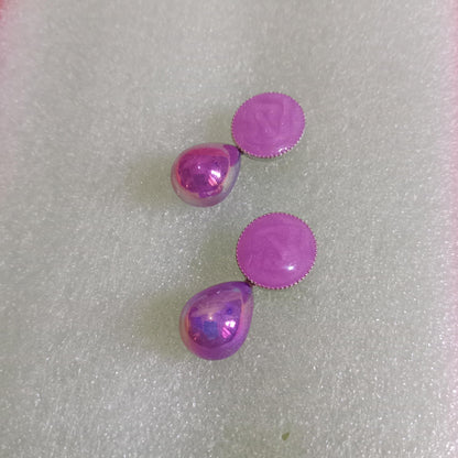 Purple Glossy Teardrop Earrings