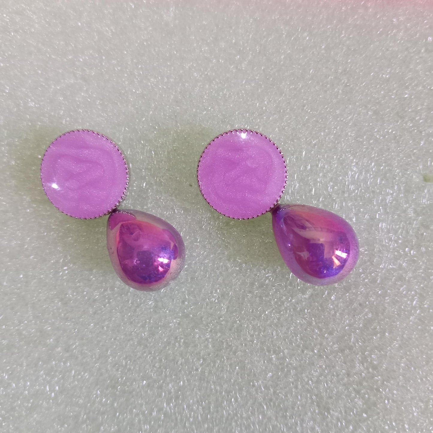 Purple Glossy Teardrop Earrings