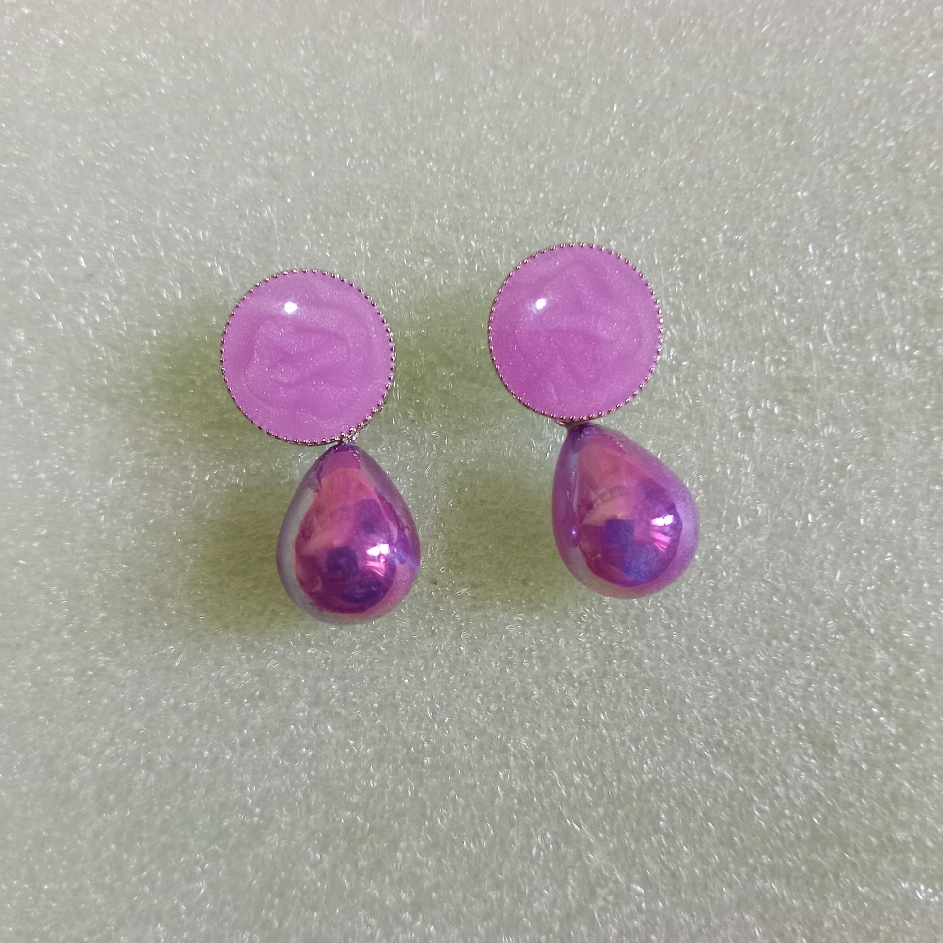 Purple Glossy Teardrop Earrings