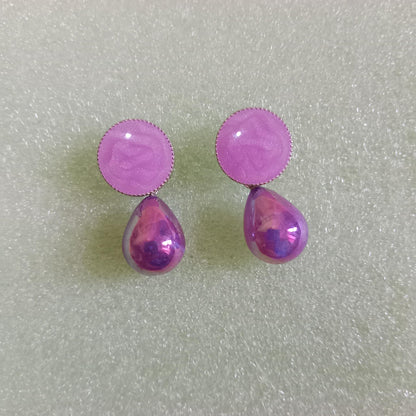 Purple Glossy Teardrop Earrings